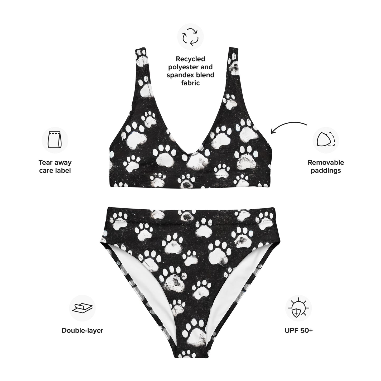 Recycled Two-Piece Swimsuit "Paw Prints"